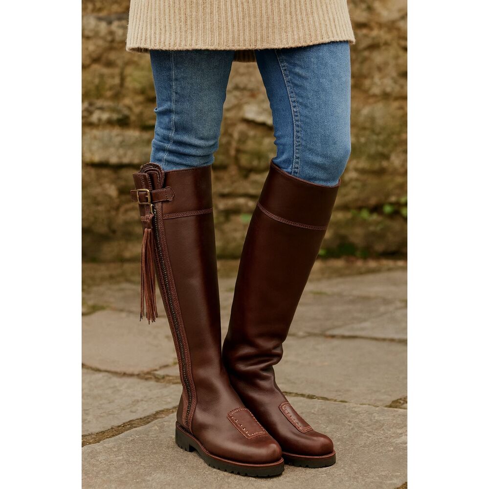 NIB Penelope Chilvers Tall Long Tassel Boot Conker Brown Leather EU 38 / US 7